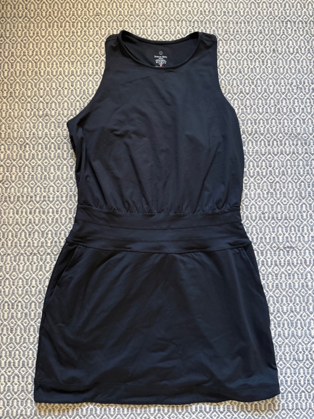 Sweaty Betty Gaia Yoga Dress Black Sleeveless Tank Mini Dress